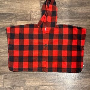 Old Navy Red and Black Plaid Poncho